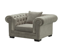 Fåtölj Chesterfield Classic sammet ljusgrå 118x96x77cm