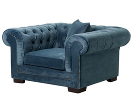 Fåtölj Chesterfield Classic sammet midnatt 118x96x77cm
