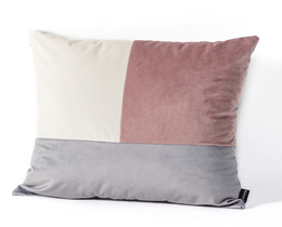 Poduszka Patchwork kwadratowa rosa grå vit