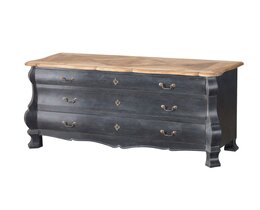 Byrå Lawrence 160x50x85 gammal svart &amp; naturfärgad