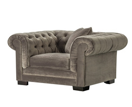 Fåtölj Chesterfield Classic sammet grå 118x96x77cm