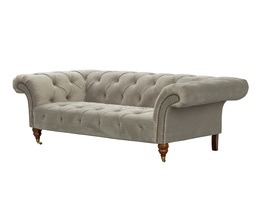 Soffa Chesterfield Glamour Sammet Ljusgrå 2-sits