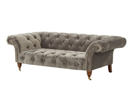 Soffa Chesterfield Glamour Sammet Grå 2-sits